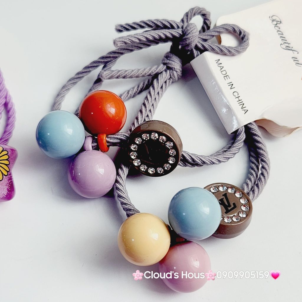 Đồ cột tóc dây thun Charm Hoa nhiều màu, Charm Lv  (cặp)