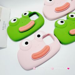 Case Ốp điện thoại iPhone Su dẻo Ếch Môi Dày 3D Nổi Xanh & Hồng iPhone 11/12/13/14/15/Pro/Promax