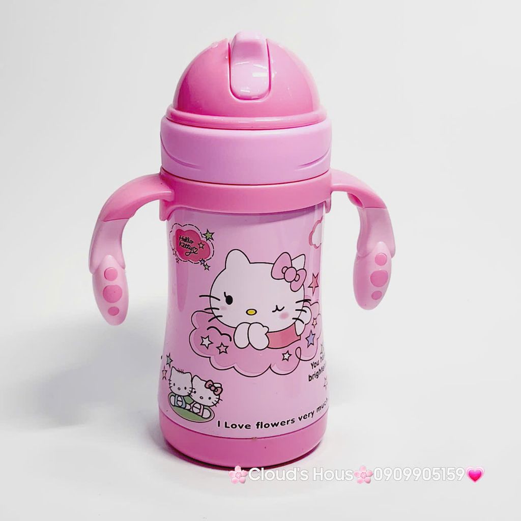 Bình nước giữ nhiệt Hello Kitty Có quai cầm cho bé