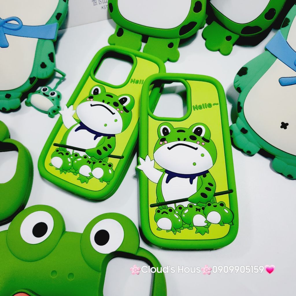 Case Ốp điện thoại iPhone Ếch xanh cầm gậy Hello Su dẻo iPhone 11/12/13/14/15/Plus/Pro/Promax