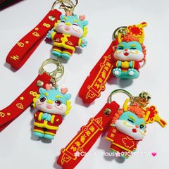 Móc Khóa Rồng Xanh Áo Đỏ Chúc TẾT (2 dây)