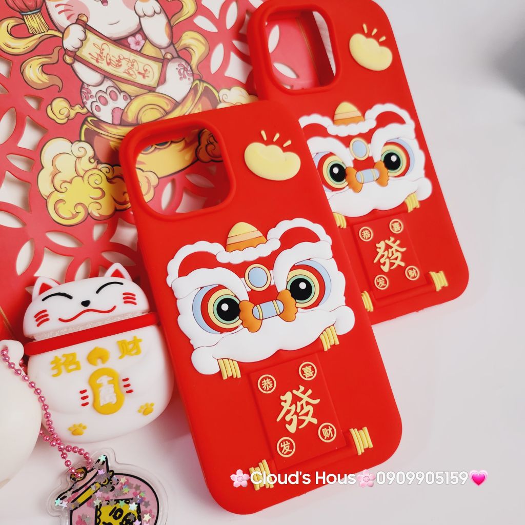 Case Ốp điện thoại iPhone Su dẻo Lân Đỏ TẾT Lì Xì iPhone 11/12/13/14/15/Pro/Promax