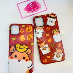 Case Ốp điện thoại iPhone Chuột Hamster đồng tiền đỏ nhám gợn sóng