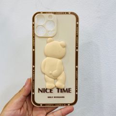 Case Ốp điện thoại iPhone Gấu ngầu Nice time 3D nổi Nhám bóng (2 mẫu)