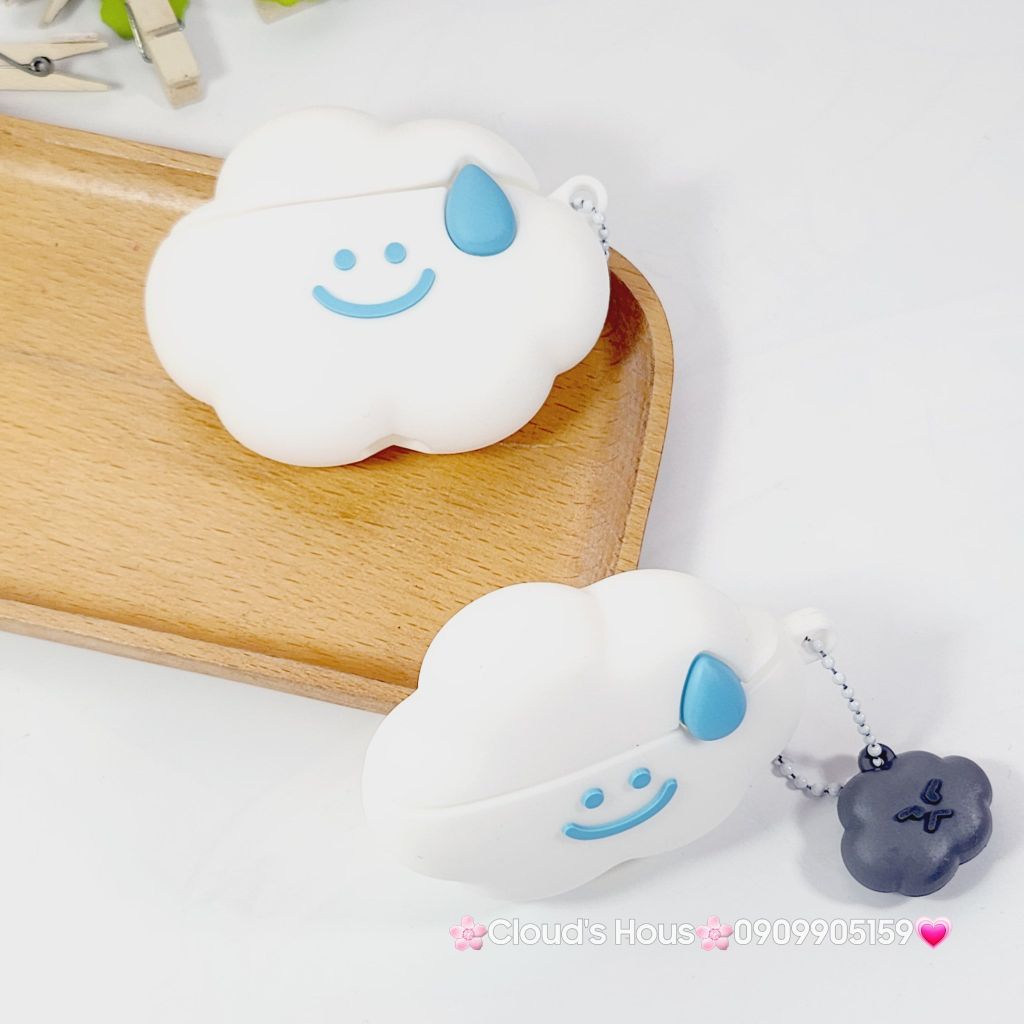 Cover Case Vỏ bảo vệ Airpod Su Dẻo Đám Mây Trắng Kèm Charm Airpod 1/2/3/Pro/Pro2