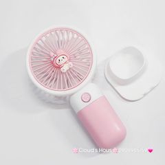 Mini Fan - Quạt Cầm Tay Hồng Melody Kèm đế giá đỡ (Quạt sạc, quạt tích điện)