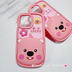 Case Ốp điện thoại iPhone Su dẻo Loopy Nền Hồng Viền Gợn Sóng iPhone 11/12/13/14/15/Pro/Promax
