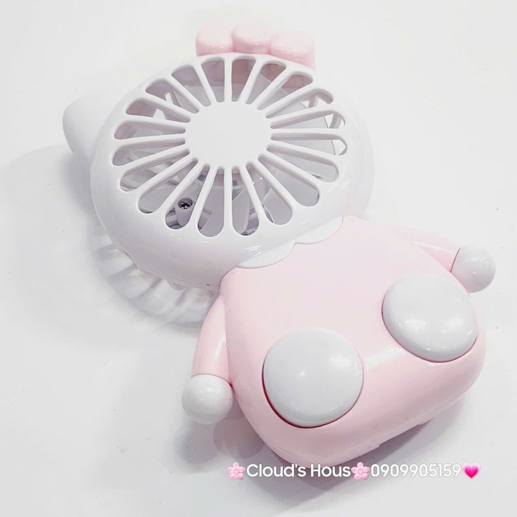 Mini Fan - Quạt Cầm Tay - Để Bàn Hello Kitty Trắng Hồng