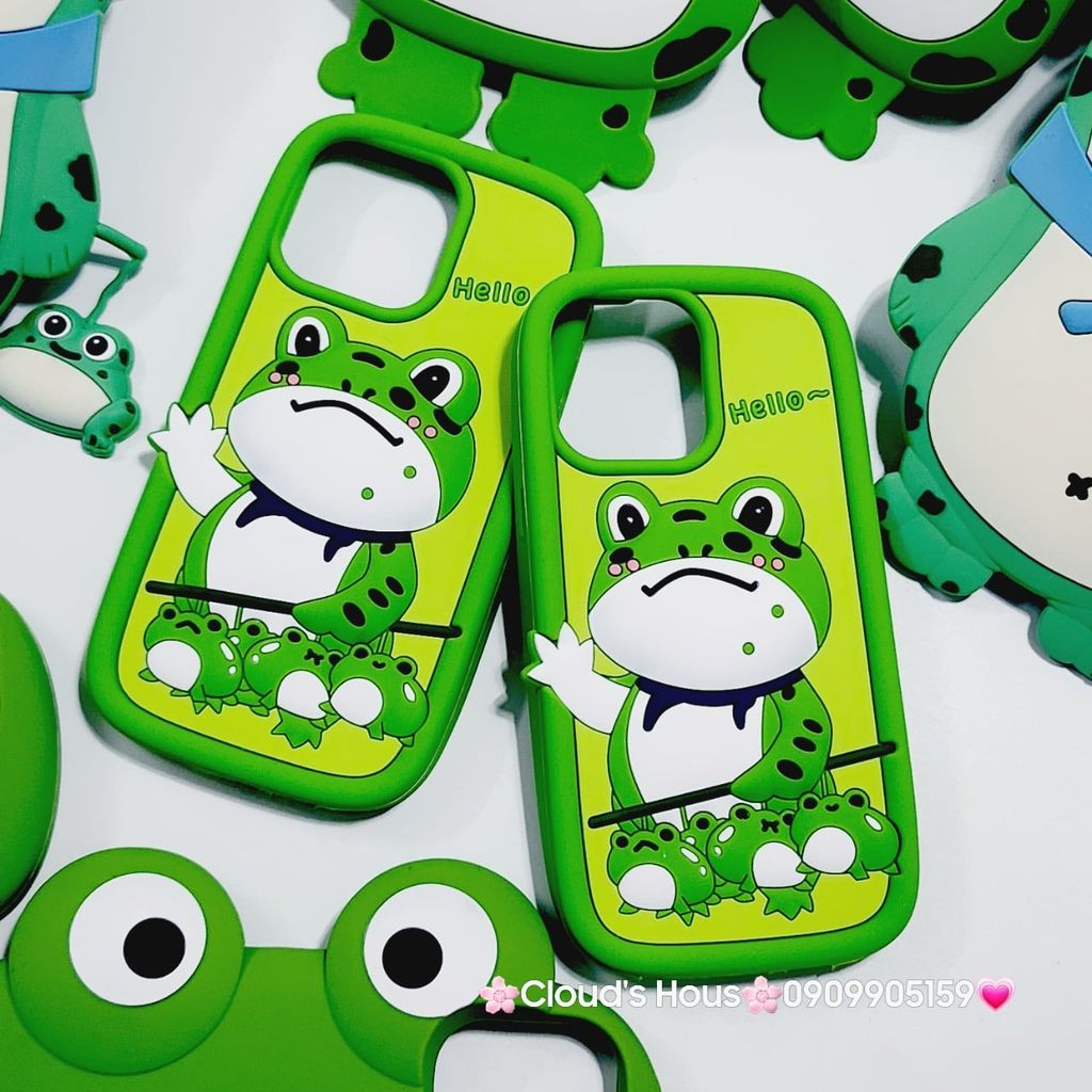 Case Ốp điện thoại iPhone Ếch xanh cầm gậy Hello Su dẻo iPhone 11/12/13/14/15/Plus/Pro/Promax
