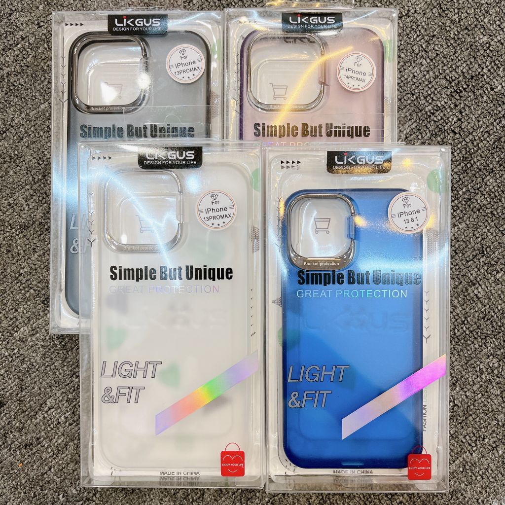 Case Ốp điện thoại iPhone Likgus Nhám Viền Camera Bạc Chống dựng iPhone 11/12/13/14/Pro/Promax