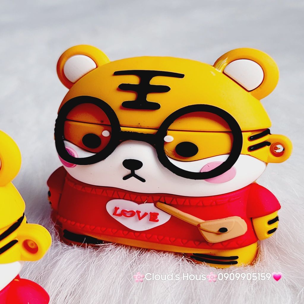 Cover Case Vỏ bảo vệ Airpod Su dẻo Hổ Cam áo đỏ đi học Airpod 3 - TẾT