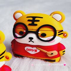 Cover Case Vỏ bảo vệ Airpod Su dẻo Hổ Cam áo đỏ đi học Airpod 3 - TẾT