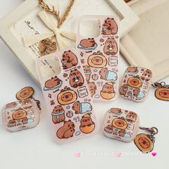 Cover Case Vỏ bảo vệ Airpod Chuột Capybara 3D Nổi Bóng kèm charm Airpod 1/2/3/Pro/Pro2