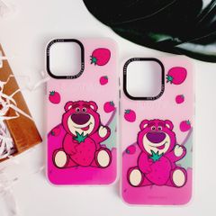 Case Ốp điện thoại Gấu dâu Lotso Chất nhám Hoạ tiết IN 3D iPhone 11/12/13/14/Pro/Promax