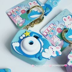 Móc Khóa Máy Ảnh Thỏ Trắng Bubble Có đèn