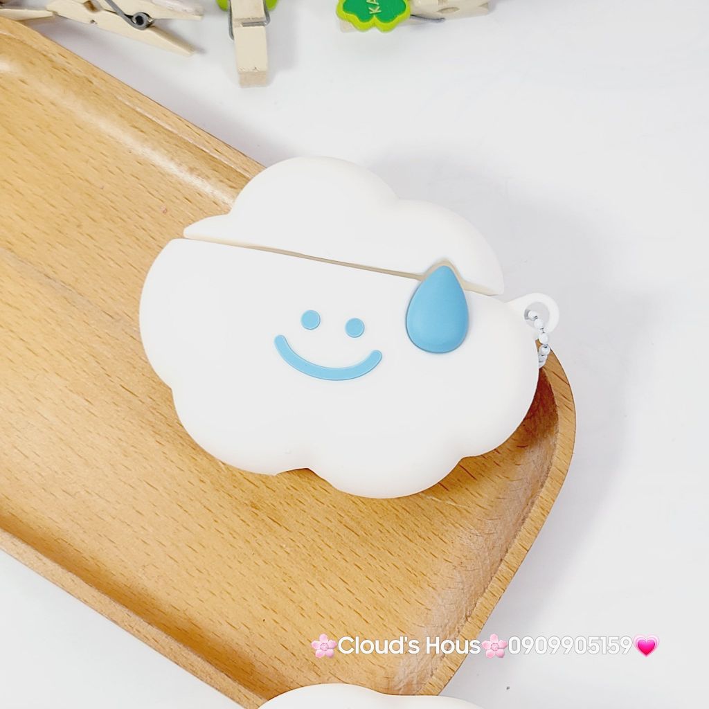Cover Case Vỏ bảo vệ Airpod Su Dẻo Đám Mây Trắng Kèm Charm Airpod 1/2/3/Pro/Pro2
