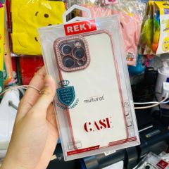 CASE iPhone Trong Suốt Viền Màu ĐÍNH ĐÁ Chính Hãng REKY