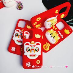 Case Ốp điện thoại iPhone Su dẻo Lân Đỏ kèm Popsocket iPhone 11/12/13/14/15/Pro/Promax - TẾT