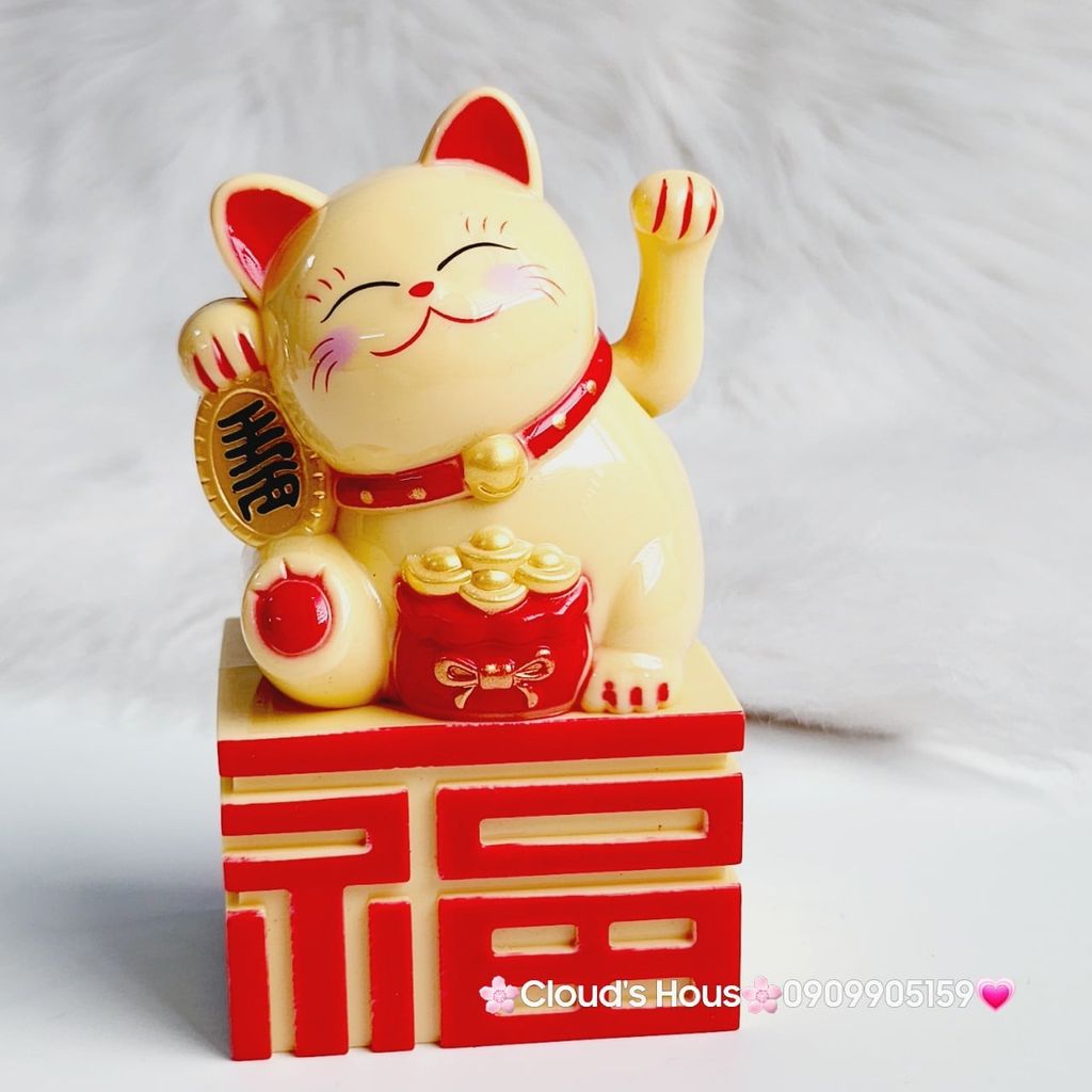 MÈO THẦN TÀI Đế Chữ Tàu - Mèo May Mắn - TẾT Size Nhỏ