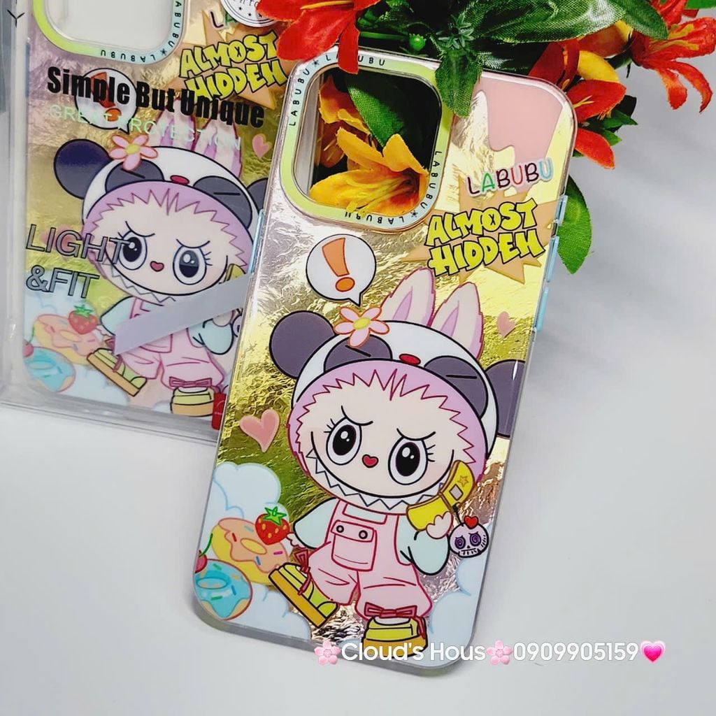 Case Ốp điện thoại iPhone Likgus Labubu Hồng Hologram iPhone 12/13/14/15/Pro/Promax