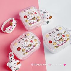 Cover Case Vỏ bảo vệ Airpod Mèo Thần Tài Vẫy Tay Charm Mèo Airpod 1/2/3/Pro/Pro2 - TẾT