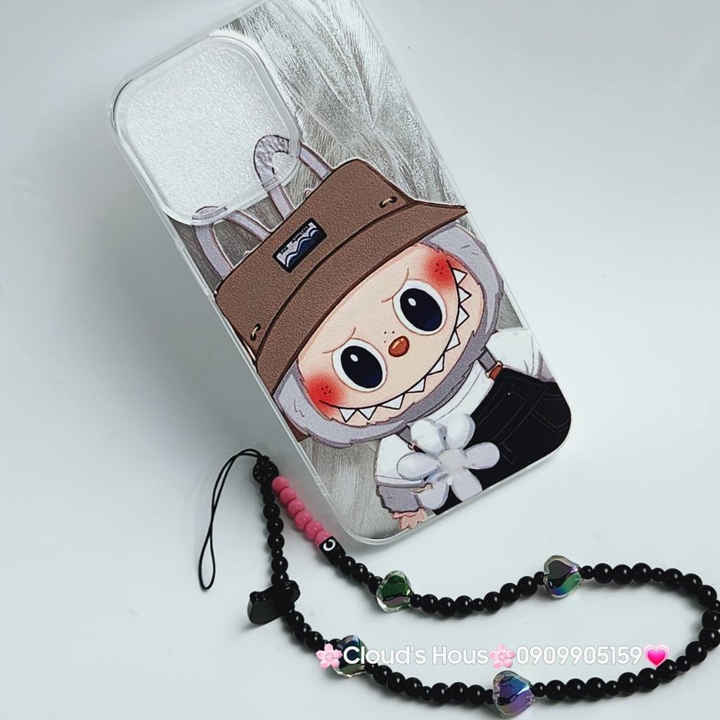 Case Ốp điện thoại iPhone Labubu Hoa Cúc Ánh Lông Vũ Bạc Hologram iPhone 7+/8+/X/XSM/11/12/13/14/15/Plus/Pro/Promax