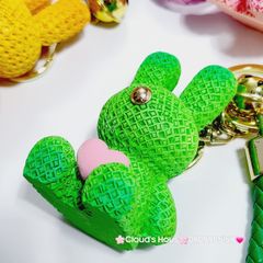 Móc Khóa Con Vật Thỏ Dây Da Trái Tim