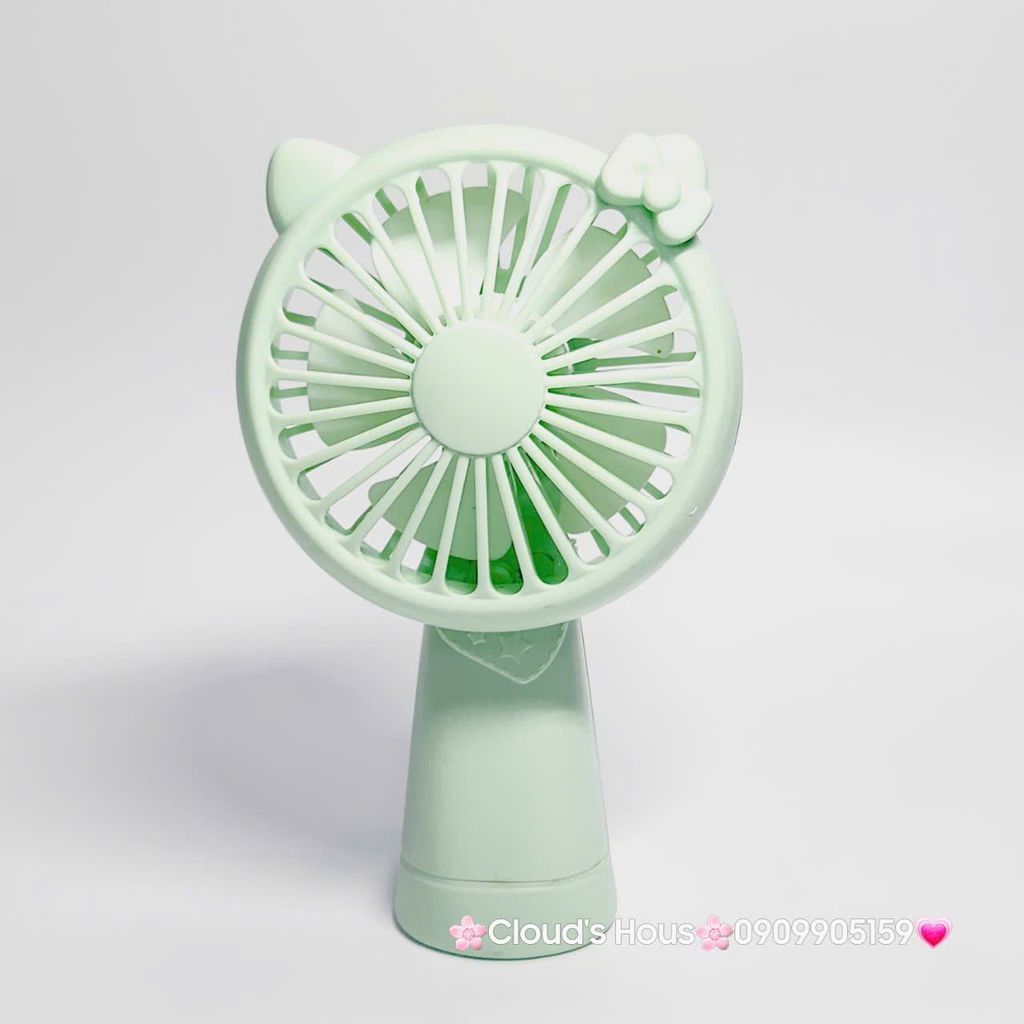 Mini Fan - Quạt Cầm Tay - Để Bàn Tai Mèo Màu Trơn Nhiều Màu
