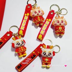 Móc Khóa Rồng Vàng Áo Đỏ Chúc TẾT Happy New Year