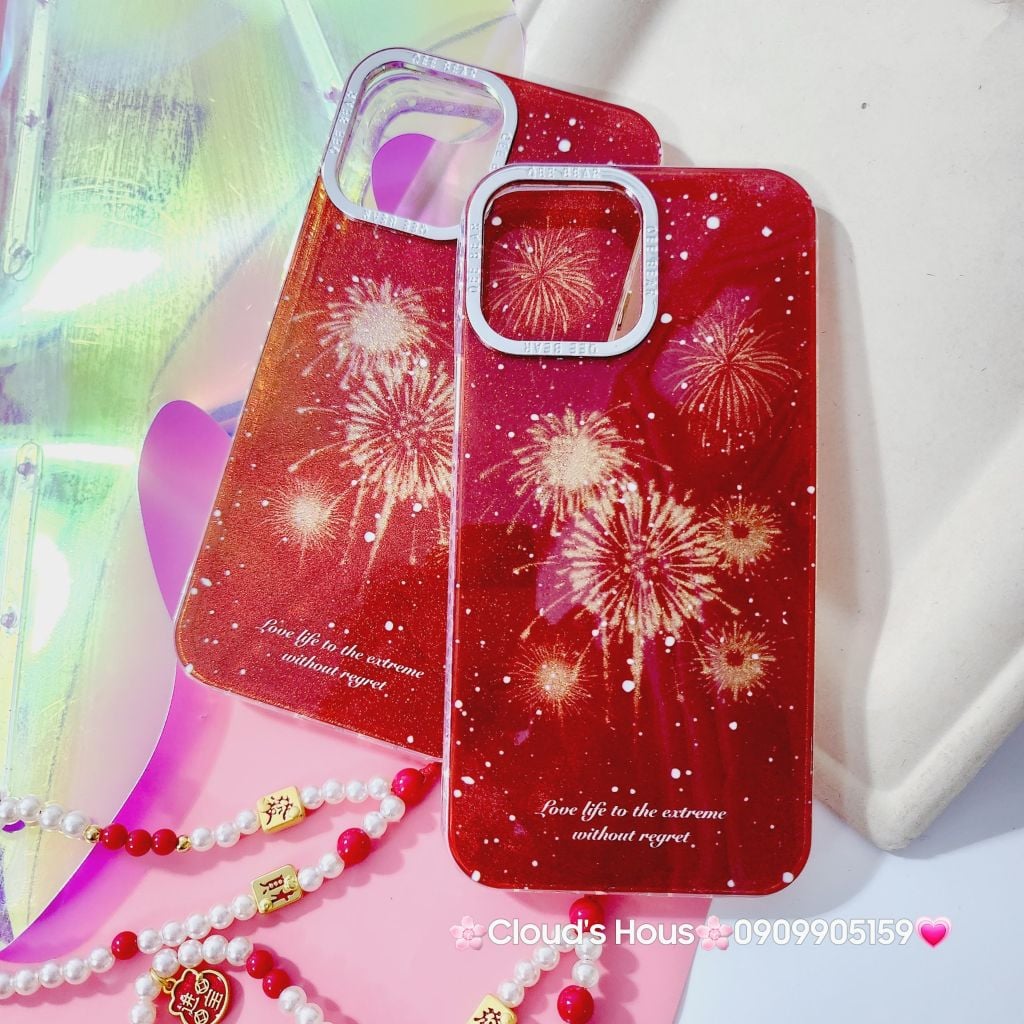 Case Ốp điện thoại iPhone Pháo Hoa Đỏ Bóng iPhone 11/12/13/14/15/Pro/Promax - TẾT