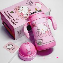 Bình nước giữ nhiệt Hello Kitty Có quai cầm cho bé