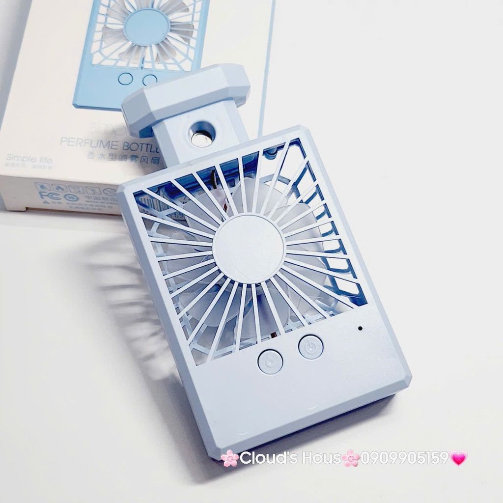 Mini Fan - Quạt Cầm Tay - Để Bàn Dáng Nước Hoa Có Phun Sương