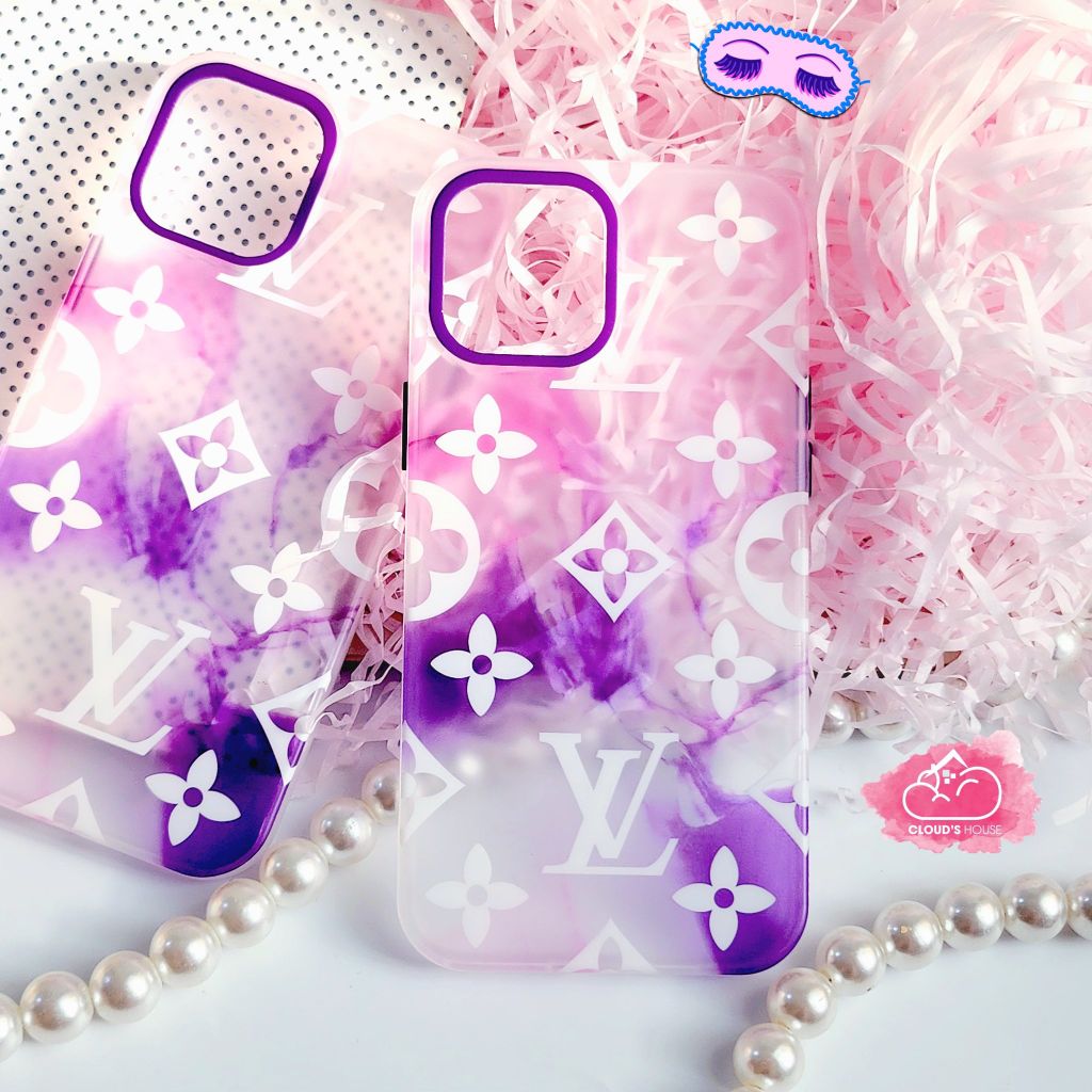 CASE IPHONE NHÁM HOLOGRAM màu tím LV Sang Chảnh