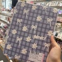 Case Ốp Bao da iPad Nơ Hoa Nền Xanh Sọc Caro Pastel iPad 9.7/10/10.2/10.5/10.9/11inch