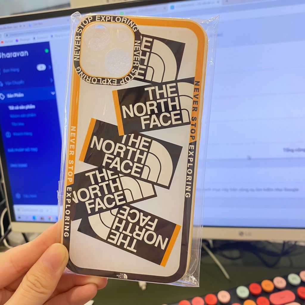 Case Ốp điện thoại iPhone The North Face trong dẻo nhám viền màu (2 màu)