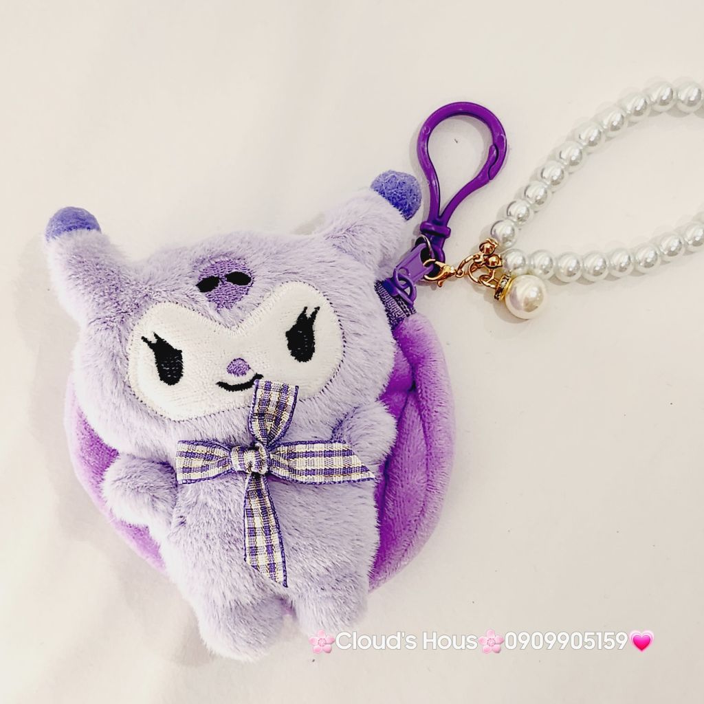 Bóp Móc Khóa Gấu Bông 3D Nổi Kèm Charm Lotso & Kuromi