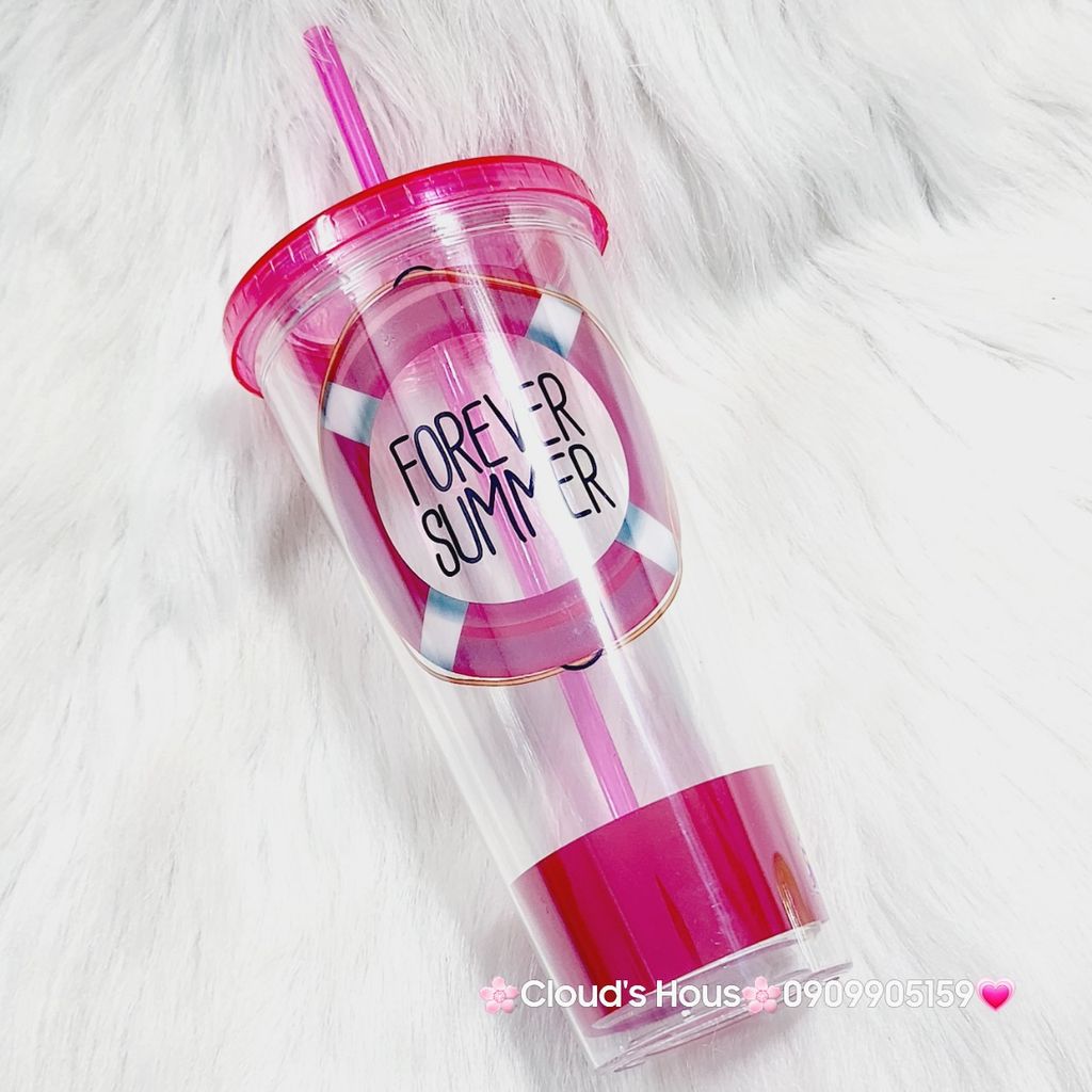 Ly Nước Thủy Tinh Trái Cây Kèm Ống Hút