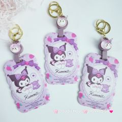 ĐỰNG THẺ ĐEO Gợn Sóng Kèm Móc Khóa dây giật ( HÀNG THÁI)