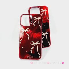 Case Ốp điện thoại iPhone Nơ Trắng Nền Đỏ White iPhone 12/13/14/15/16/Pro/Promax