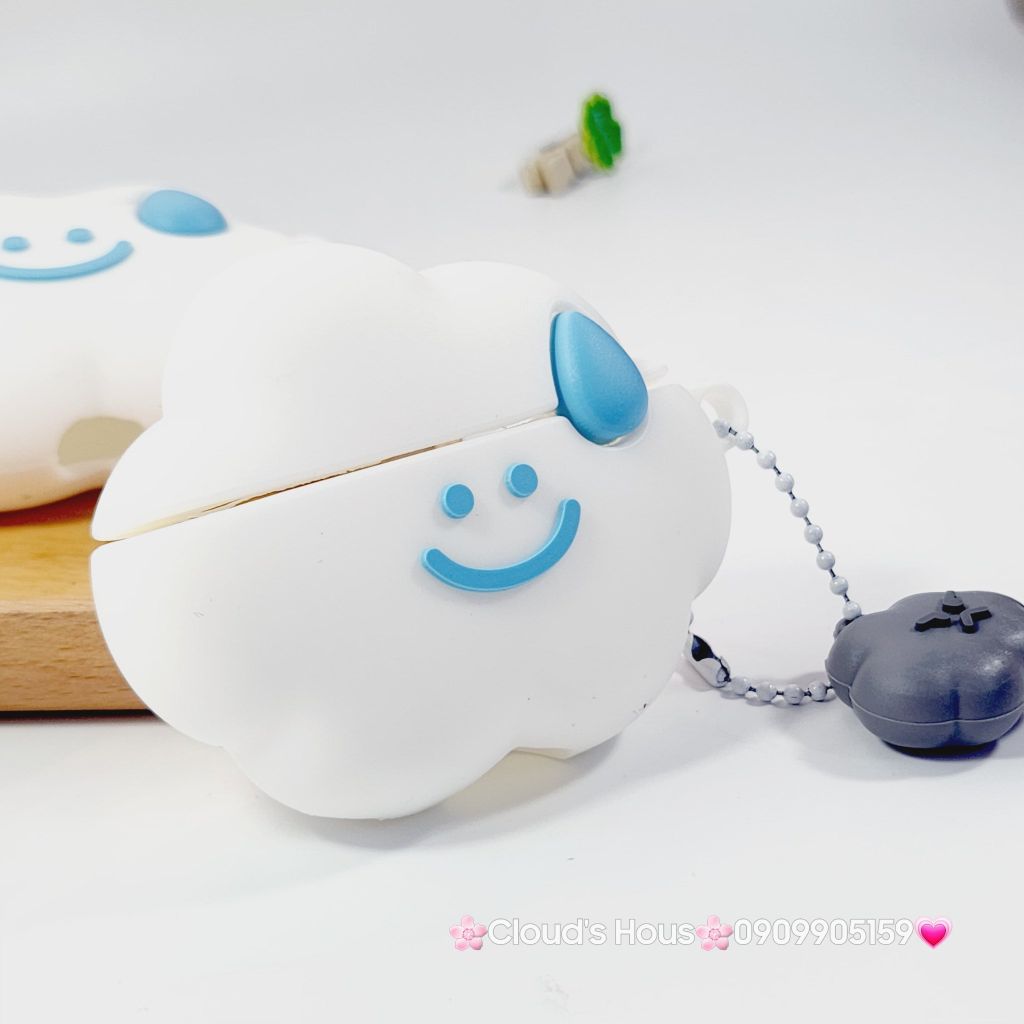 Cover Case Vỏ bảo vệ Airpod Su Dẻo Đám Mây Trắng Kèm Charm Airpod 1/2/3/Pro/Pro2