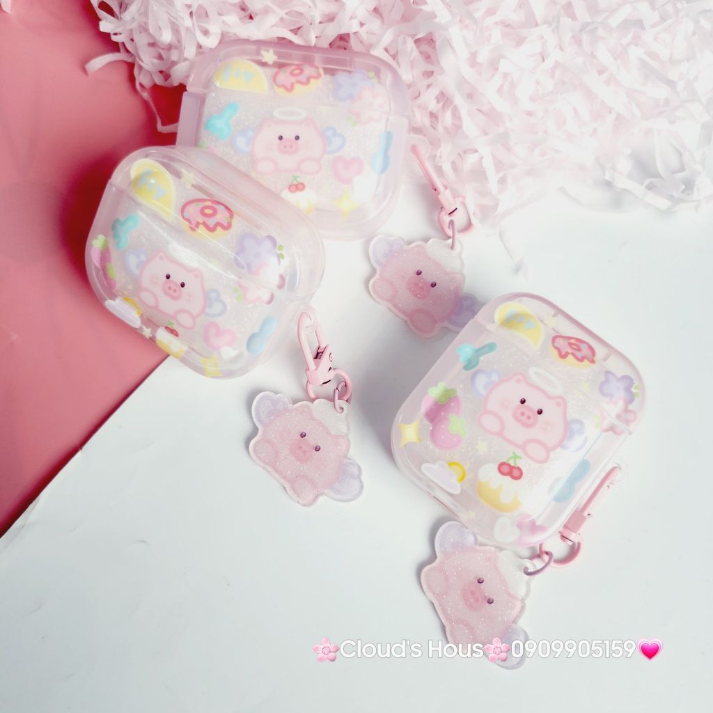 Cover Case Vỏ bảo vệ Airpod Heo hồng thiên thần phao trong Airpod 1/2/3/Pro/Pro2