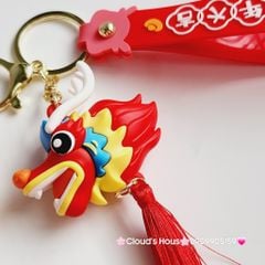 Móc Khóa Rồng Sặc Sỡ Phun Lửa Tết Tua rua - TẾT