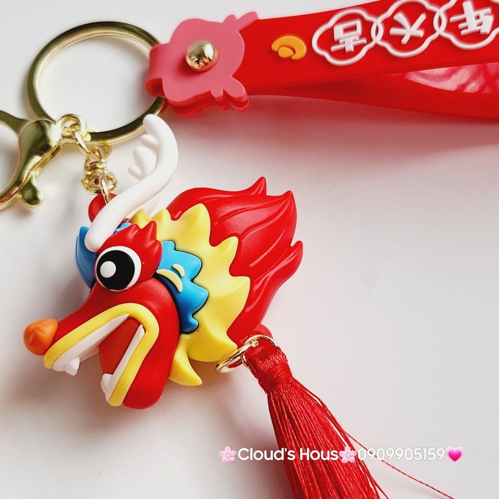 Móc Khóa Rồng Sặc Sỡ Phun Lửa Tết Tua rua - TẾT