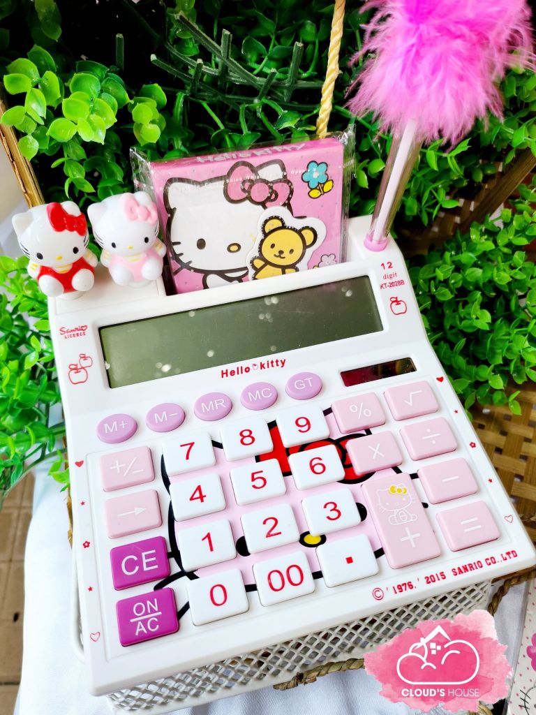 Máy Tính Hello Kitty Vuông Kèm Sổ và Bút