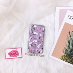 CASE IPHONE HOA Mini Chất Nhám Trơn Viền Gân nổi ( tím - vàng )