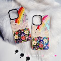 Case Ốp điện thoại iPhone Vườn hoa Cầu vồng Hologram Smile Kèm bảo vệ camera iPhone 11/12/13/14/15/Pro/Plus/Promax