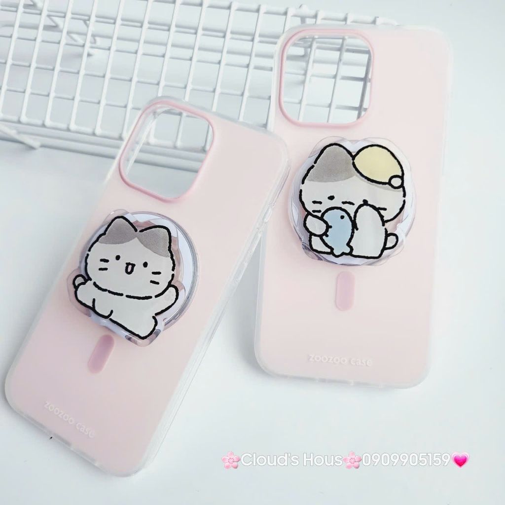 Case Ốp điện thoại iPhone Trong Nhám Magsafe Hồng Pastel Zoozoo Case iPhone 12/13/14/15/16/Pro/Promax