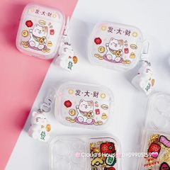 Cover Case Vỏ bảo vệ Airpod Mèo Thần Tài Vẫy Tay Charm Mèo Airpod 1/2/3/Pro/Pro2 - TẾT