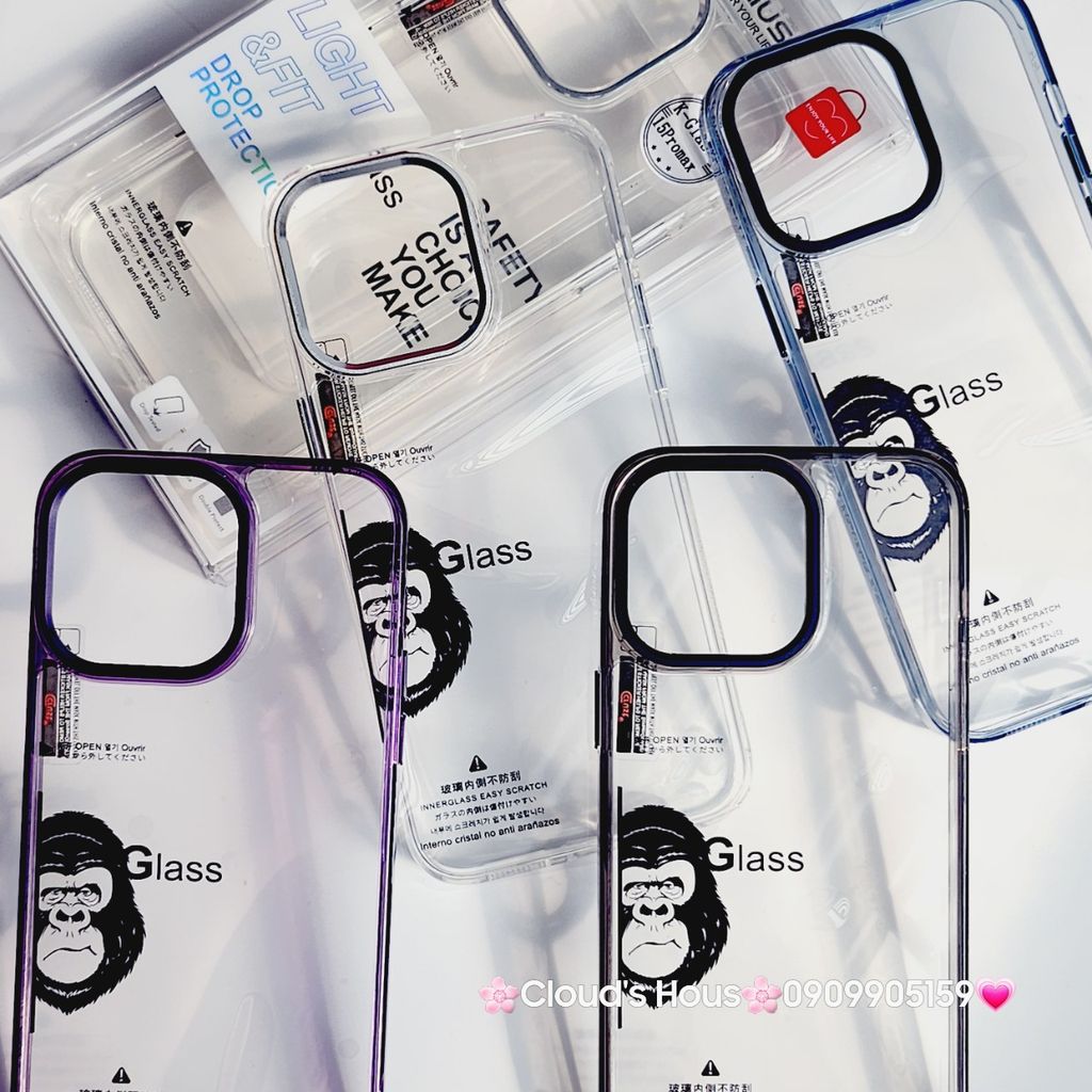 Case Ốp điện thoại iPhone Likgus Kính Trong KingKong viền màu Camera iPhone 15/16/Pro/Plus/Promax