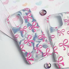 Case Ốp điện thoại iPhone Nơ Hồng Ánh Bạc iPhone 11/12/13/14/15/Pro/Promax